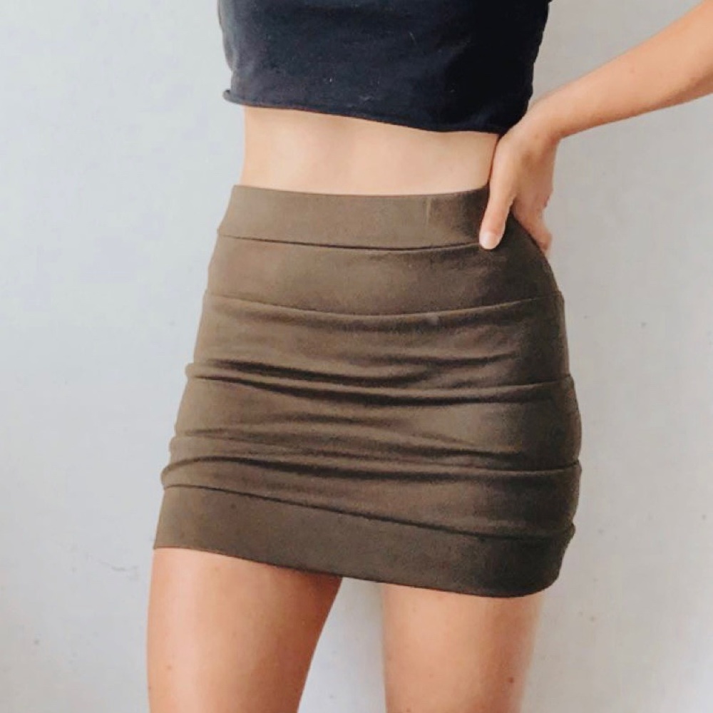 Lush Army Green Bandage Mini Skirt Small